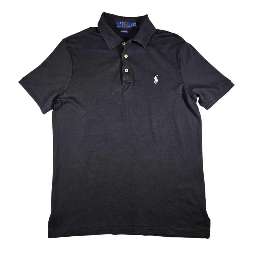 Polo Ralph Lauren Black W/White Pony 100% Cotton Classic Fit S/S Polo Men's Sz S